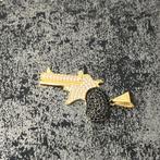 14 karaat gouden revolver kettinghanger pistool, Ophalen of Verzenden, Nieuw, Goud, Kruis of Symbool
