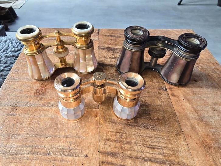 3 hele mooie parelmoer toneelkijkertjes, Antiek en Kunst, Kunst | Overige Kunst, Ophalen of Verzenden