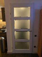 Opdekdeuren (2x) met glas, Doe-het-zelf en Verbouw, Deuren en Horren, Ophalen, Gebruikt, 80 tot 100 cm, Binnendeur