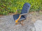 vintage zwart leer Engelse zeer oude draai fauteuil, Ophalen, Gebruikt, Zwart