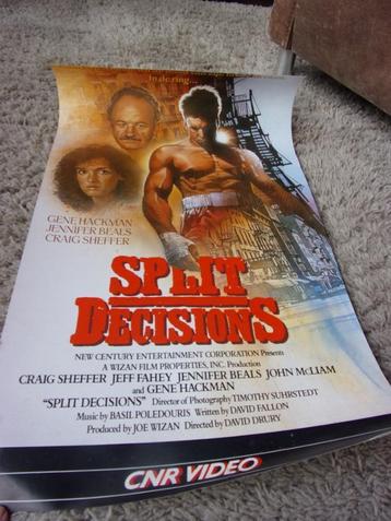 1988 FILMPOSTER THRILLER SPLIT DECISIONS/GENE HACKMAN/BEALS beschikbaar voor biedingen