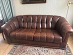 Bruine leren bank, Ophalen, Gebruikt, 150 tot 200 cm, Tweepersoons