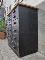Industriele Houten Ladenkast Zwart | Vintage Laden Kast M3, Huis en Inrichting, Kasten | Ladekasten, 50 tot 100 cm, 5 laden of meer