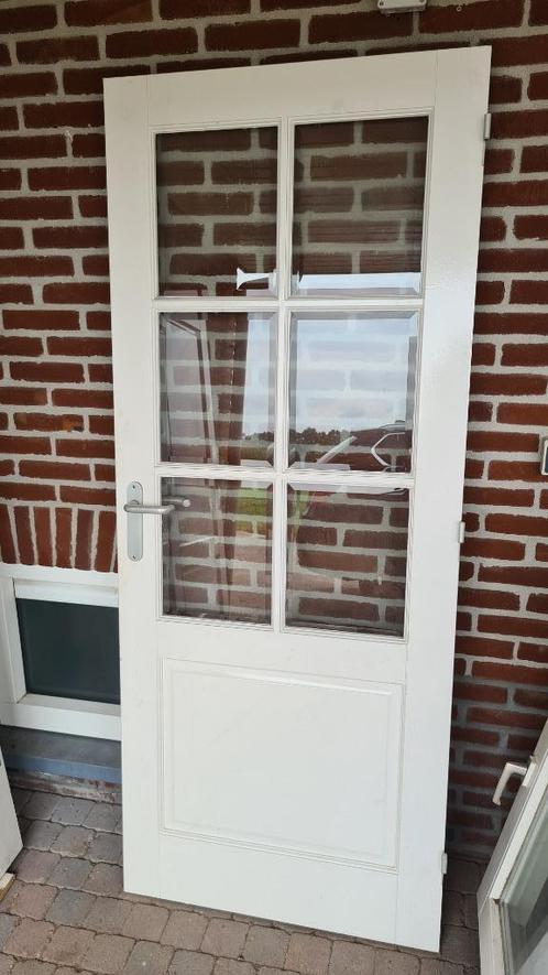 massieve binnendeur met glas, Doe-het-zelf en Verbouw, Deuren en Horren, Gebruikt, Binnendeur, 200 tot 215 cm, 80 tot 100 cm, Glas
