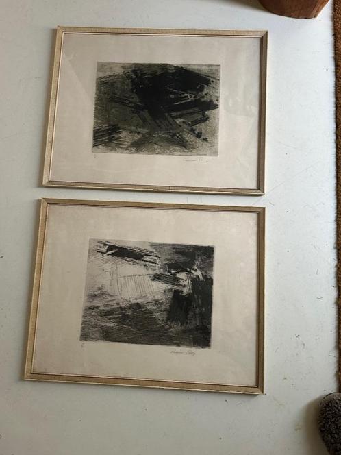 Twee prachtige zwart-wit etsen, Antiek en Kunst, Kunst | Etsen en Gravures, Ophalen