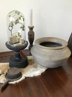 Houten HOFFZ Pot/Vaas diam. 37cm/h=23,5cm (zonder scheuren), Huis en Inrichting, Ophalen of Verzenden, Zo goed als nieuw, Overige materialen