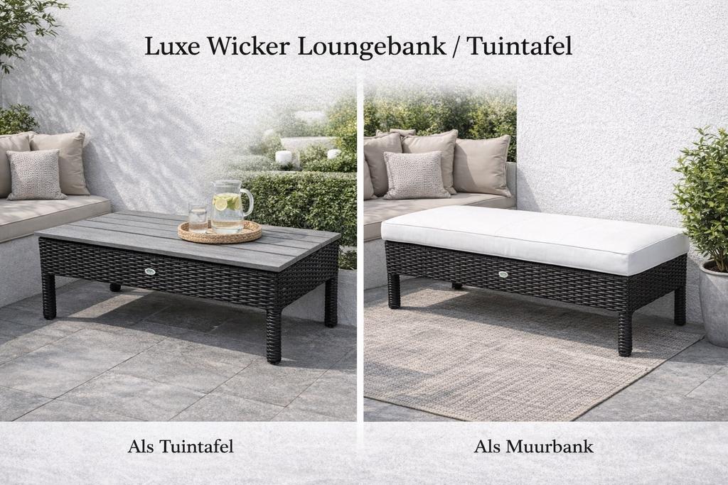 Multifunctionele tuintafel / muurbank loungebank, Ophalen of Verzenden, Nieuw, Wicker