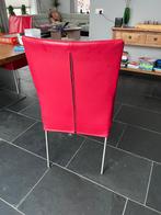6 rode leren eetkamer stoelen, Huis en Inrichting, Stoelen, Ophalen, Gebruikt, Leer, Modern
