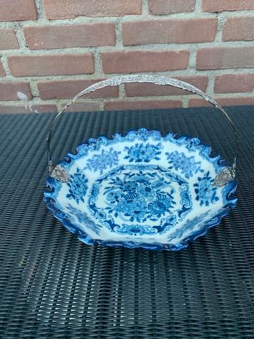 Delfts blauw Makkum bonbonschaal met zilveren hengsel(947). beschikbaar voor biedingen