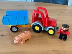 Duplo : Tractor met aanhanger - boer en varken, Ophalen, Gebruikt