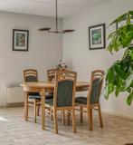 Eikenhouten Uitschuiftafel en stoelen, Gebruikt, 100 tot 150 cm, Eikenhout, Ophalen of Verzenden