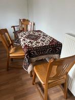 Vintage eiken keukenstoelen - set van 4, Ophalen, Gebruikt, Bruin, Vier