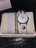 Dames horloge, armband horloge nieuw zilver lila my jewelery, Overige merken, Leer, Polshorloge, Nieuw
