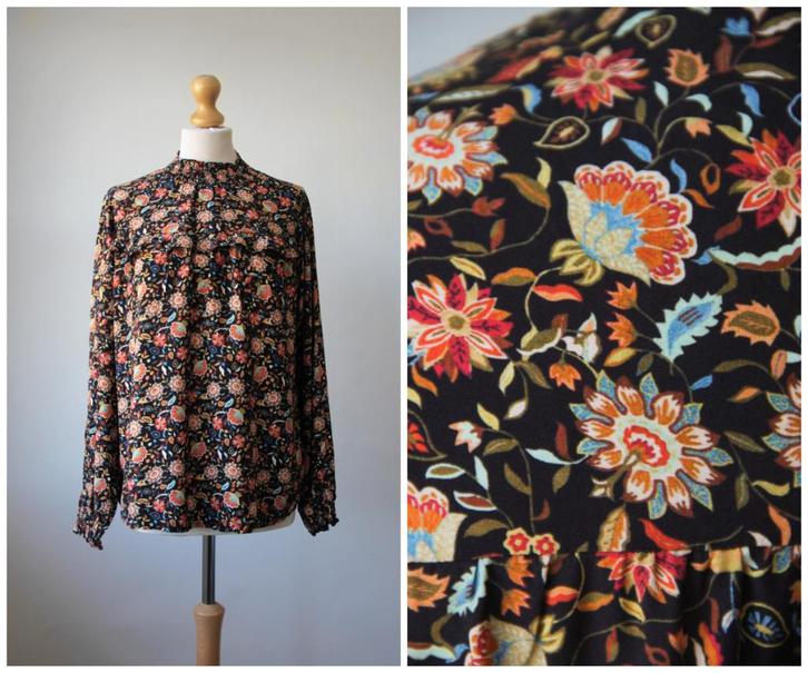 Typicall Jill - NIEUW / blouse met bloemen / zwart / maat XL, Kleding | Dames, Blouses en Tunieken, Zo goed als nieuw, Maat 46/48 (XL) of groter