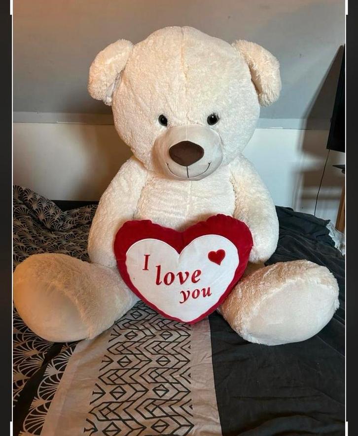 Grote Knuffelbeer met Hart 1 meter - Perfect Cadeau!, Kinderen en Baby's, Speelgoed | Knuffels en Pluche, Zo goed als nieuw, Beer