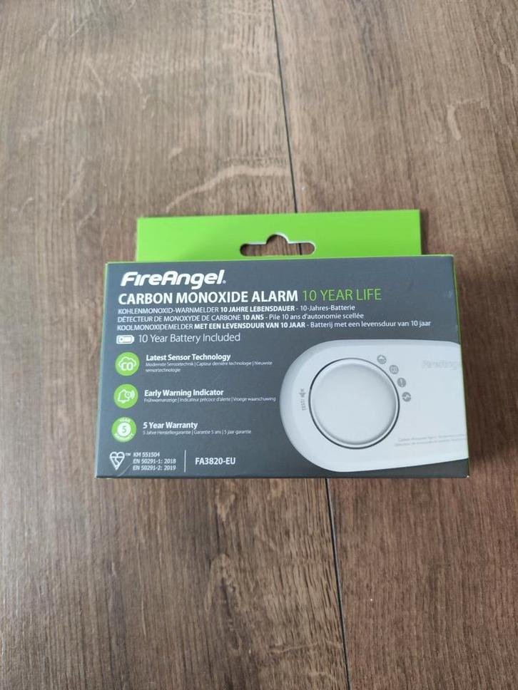 Nieuw in de verpakking - FireAngel koolstofmonoxidemelder, Doe-het-zelf en Verbouw, Alarmsystemen, Nieuw, Detector, Sensor of Melder