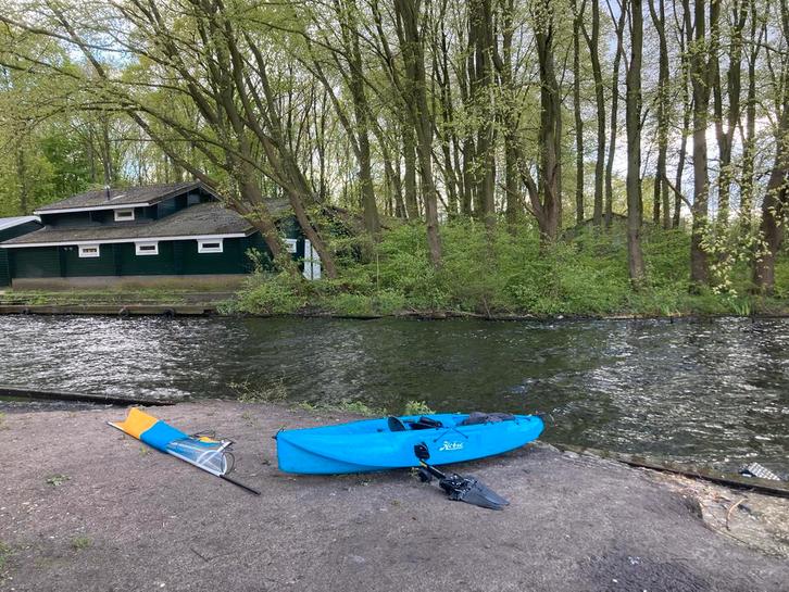 Hobie Sport kajak met originele zeilkit en trolley, Watersport en Boten, Kajaks, Gebruikt, 1-persoons, Ophalen