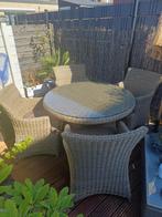 Dining tuinset 120cm rond 5-delig, Tuin en Terras, Tuinsets en Loungesets, Ophalen, 4 zitplaatsen, Zo goed als nieuw, Wicker