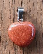 DB22 Ketting hanger rode goudsteen hartje 15x15mm, Overige materialen, Bruin, Verzenden, Nieuw