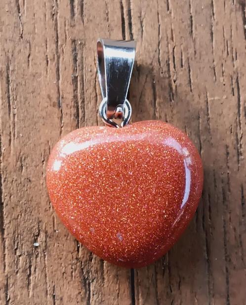 DB22 Ketting hanger rode goudsteen hartje 15x15mm, Sieraden, Tassen en Uiterlijk, Kettinghangers, Nieuw, Overige materialen, Bruin