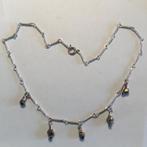 Vintage zilverkleur boho ketting bedels halfedelsteen pyriet, Sieraden, Tassen en Uiterlijk, Kettingen, Overige materialen, Ophalen of Verzenden