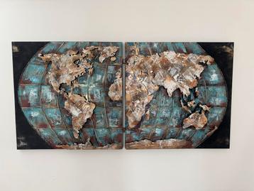 Stalen Wereldkaart Wanddecoratie 200x100cm beschikbaar voor biedingen