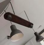 hanglamp 2x ikea Hektar 22 cm donkergrijs met sierplank, Huis en Inrichting, Lampen | Hanglampen, Ophalen, 75 cm of meer, Metaal
