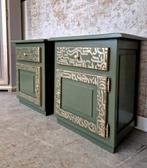 Nachtkastjes set in groen en goud, Ophalen