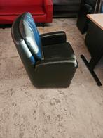 Italiaanse Design Fauteuils - 6 Stuks Zwart Leder, Gebruikt, Ophalen of Verzenden, 75 tot 100 cm, Italiaans Design