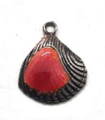Zilveren hangertje schelpje met rood emaille Reu 800 (7545), Ophalen, Overige voorstellingen, Zo goed als nieuw, Rood
