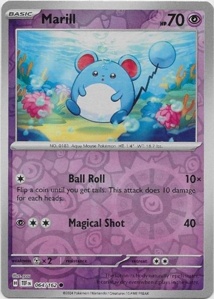 Temporal Forces,  Marill [reverse] 64/162, Hobby en Vrije tijd, Verzamelkaartspellen | Pokémon, Nieuw, Losse kaart, Ophalen of Verzenden