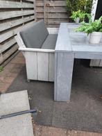 zware steiger houtentafel met 3 verrijdbare stoelen pus bank, Tuin en Terras, Ophalen of Verzenden, Gebruikt, Steigerhout, Bank