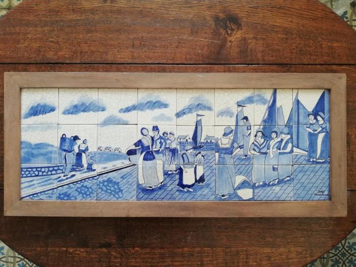 Tegelpaneel 24 tegels, 86,5 x 36,5 cm Delft Hand painted, Antiek en Kunst, Antiek | Wandborden en Tegels, Ophalen
