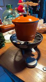 Le creuset fonduepan  met 6 vorkjes gietijzeren houder, Ophalen of Verzenden, Zo goed als nieuw, Brander, Fonduepan