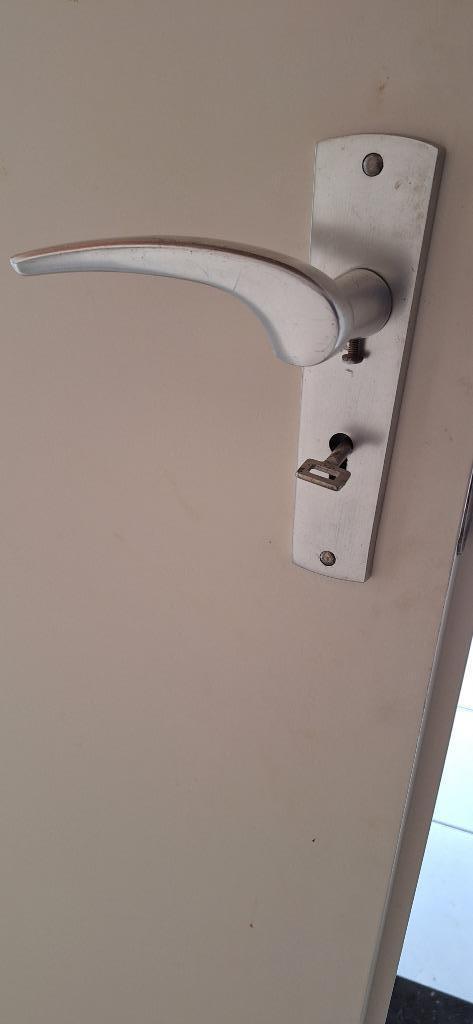 Opdek binnendeur, met slot, slotplaten, en deurkrukken, Doe-het-zelf en Verbouw, Deuren en Horren, Gebruikt, Binnendeur, Minder dan 200 cm