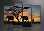 Nieuw * 4 Luik van Canvas * Afrika Olifant 80x130cm, Nieuw, Schilderij, Ophalen of Verzenden, 125 cm of meer