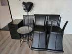 eethoek 160x90 met 4 stoelen zwart, Huis en Inrichting, Stoelen, Ophalen, Gebruikt, Zwart