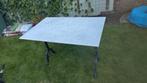 Tuintafel met marmeren blad en gietijzeren poot, Ophalen of Verzenden, Gebruikt, Rond, Overige materialen