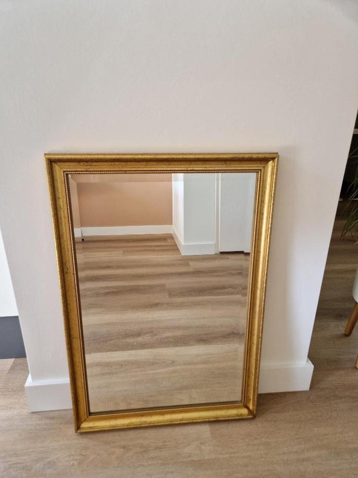 goudkleurige spiegel, midden formaat, Huis en Inrichting, Woonaccessoires | Spiegels, Gebruikt, Minder dan 50 cm, Minder dan 100 cm