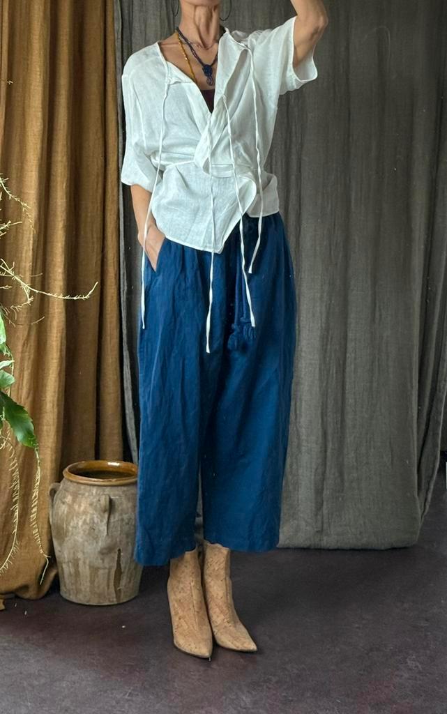 Mooie linnen set witte blouse en broek vib Grieks, Kleding | Dames, Blouses en Tunieken, Nieuw, Maat 38/40 (M), Wit, Ophalen of Verzenden