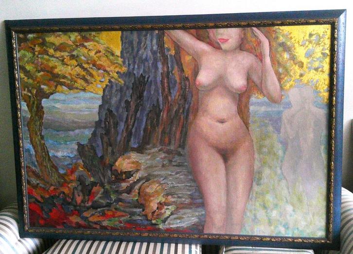 Naakt in het bos ca.1970 - Georges André  Klein (1901-1992), Antiek en Kunst, Kunst | Schilderijen | Klassiek, Ophalen