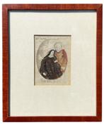 Antieke handgeschilderde bidprent uit 1825, Antiek en Kunst, Curiosa en Brocante, Ophalen of Verzenden