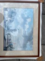 Ingelijste historische prent haven van Rotterdam  1982, Gebruikt, 1980 tot heden, Ophalen of Verzenden, Prent