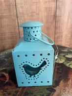 Klein blauw lantaarntje met vogels, Huis en Inrichting, Woonaccessoires | Kandelaars en Kaarsen, Blauw, Nieuw, Ophalen of Verzenden