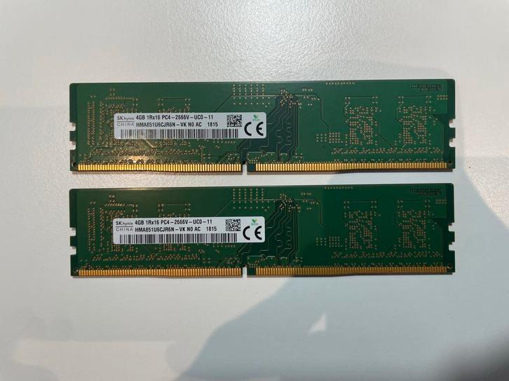 SK Hynix 8GB (2x 4GB) DDR4 DIMM RAM geheugen voor desktops, Computers en Software, RAM geheugen, Zo goed als nieuw, Desktop, 8 GB