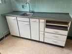 Vintage Bruynzeel keuken, RVS blad. Jaren zestig, Ophalen, Gebruikt, Wit, Enkelwandige keuken