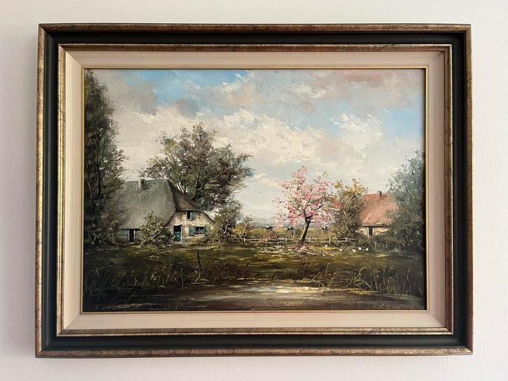 Schilderij klassiek landschap van G J Ernens, Antiek en Kunst, Kunst | Schilderijen | Klassiek, Ophalen