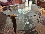 Glazen salontafel met messing poten - elegant design, Huis en Inrichting, Tafels | Salontafels, Ophalen, 50 tot 100 cm, Rond, 50 tot 100 cm