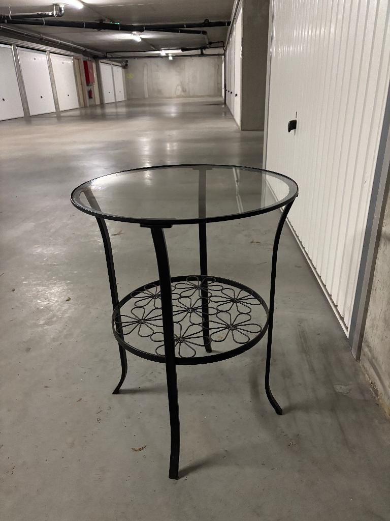 Bijzettafel smeedijzer, Minder dan 55 cm, Metaal of Aluminium, Rond, Zo goed als nieuw