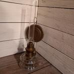 Antieke glas met koperen olie wandlamp., Ophalen of Verzenden